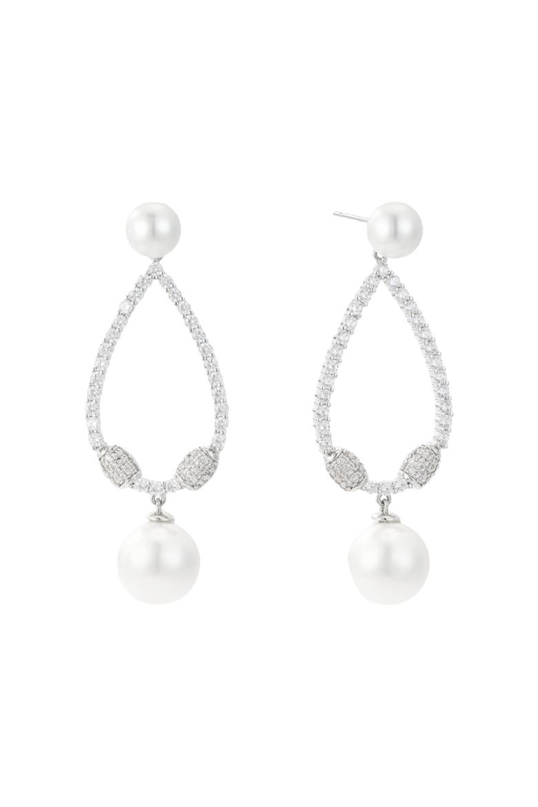 Muse Pearl Drop Earrings, Main, color, Silver