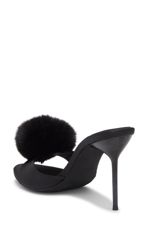Jeffrey Campbell Shopaholic Faux Fur Pom Slide Sandal In Black