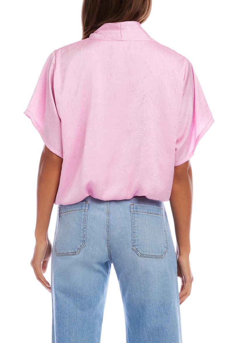 Crushed Satin V-Neck Top, Alternate, color, PINK