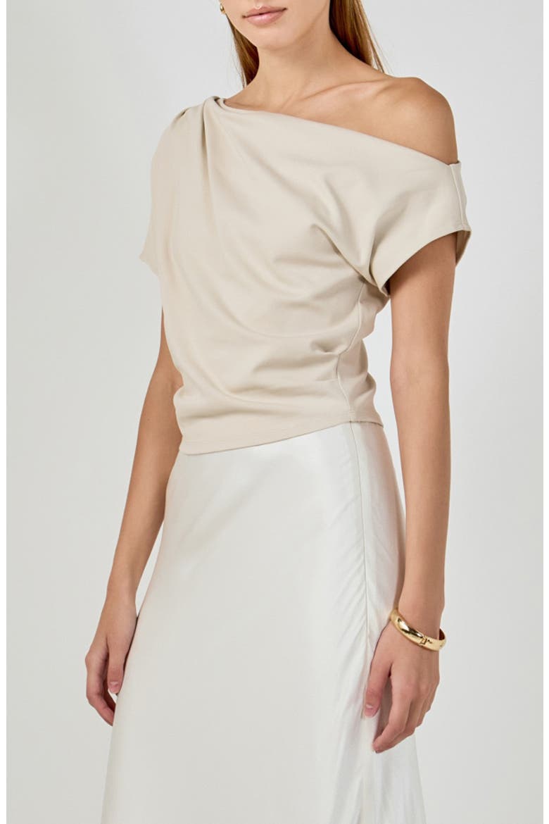 Off the Shoulder Cropped Top, Alternate, color, TAUPE