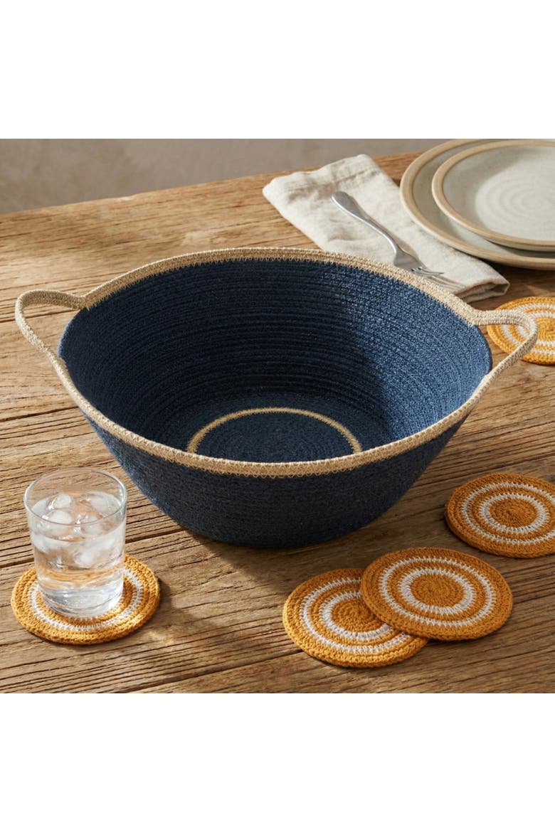 Hydra Woven Seagrass Oversize Bowl with Handles, Alternate, color, Navy