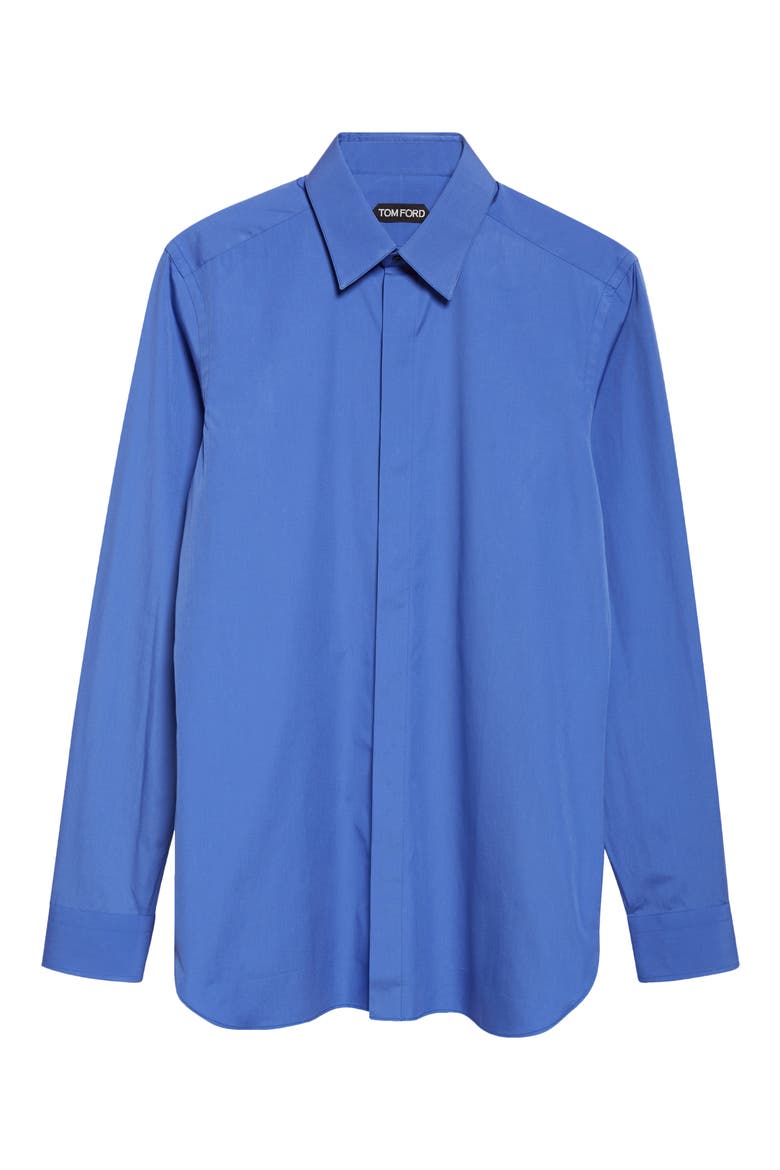 Cotton Poplin Button-Up Shirt, Alternate, color, PRUSSIAN BLUE