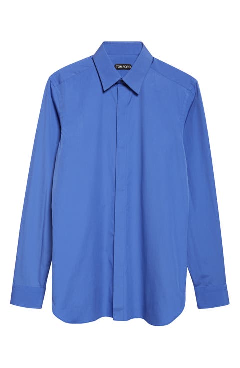 Cotton Poplin Button-Up Shirt