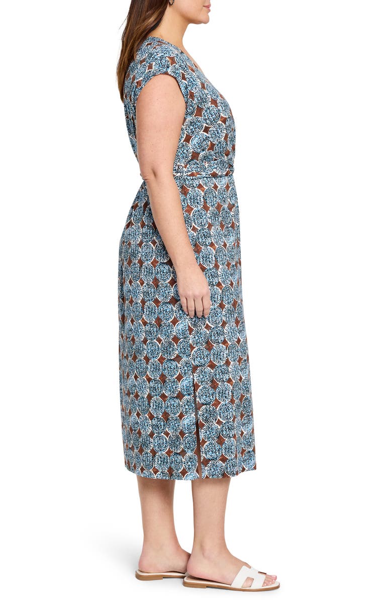 NIC+ZOE Sand Dollar Stella Faux Wrap Midi Dress, Alternate, color, Blue Multi