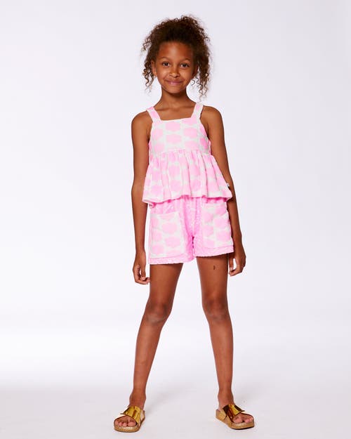 Deux Par Deux Little Girl's Printed Terry Tank Top And Shorts Set Vibrant Pink And White In Vibrant Pink And White