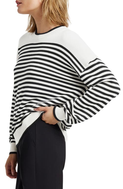 Splendid Sabrina Stripe Sweater In Black/ice Stripe