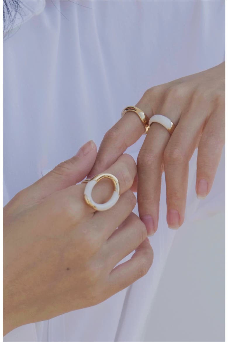 Time Ripples Round Ring, Alternate, color, White & Gold
