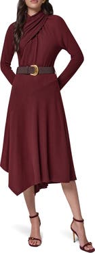 Donna Karan New York Mock Neck Long Sleeve Asymmetrical Hem Dress