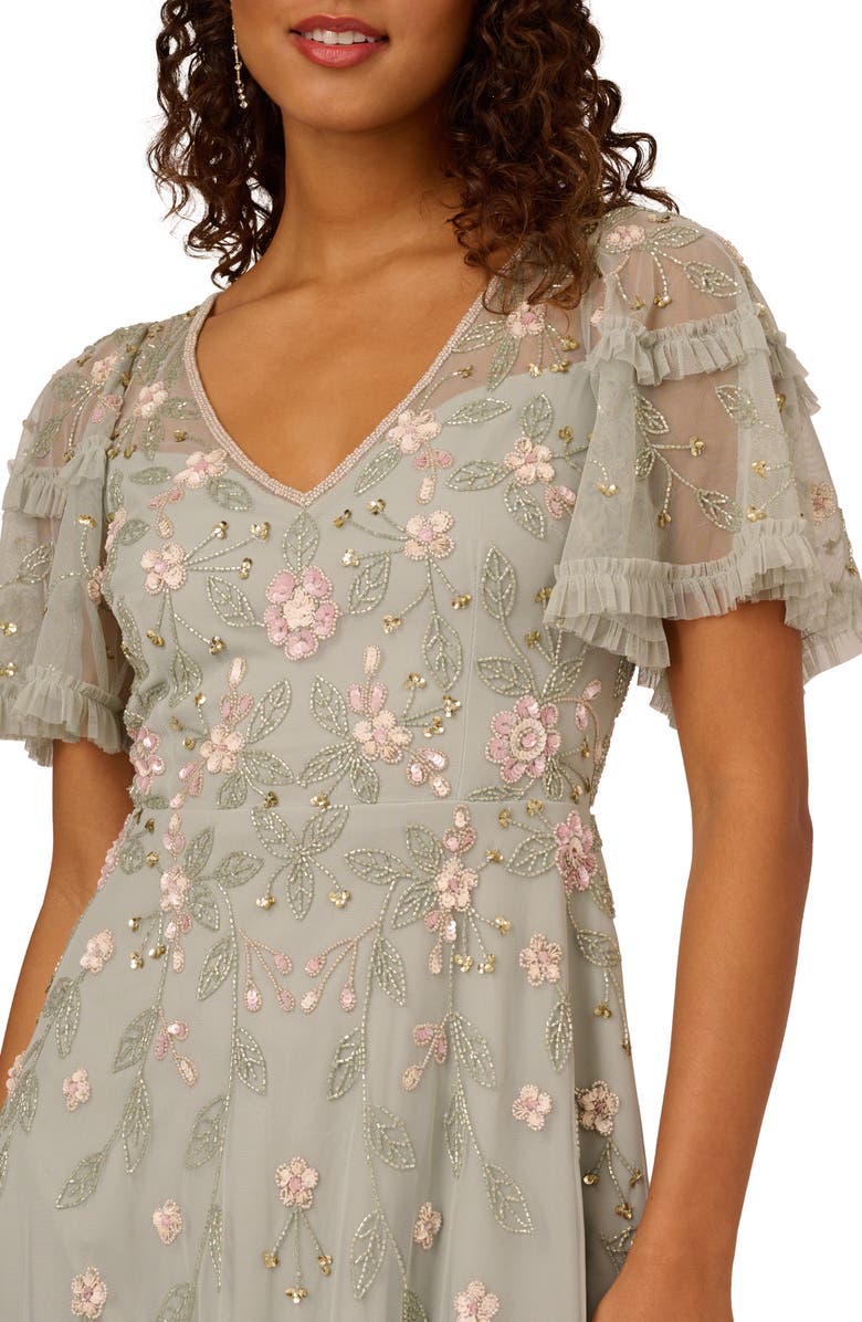 Adrianna Papell Bead Embellished Cocktail Dress, Alternate, color, Frosted Sage