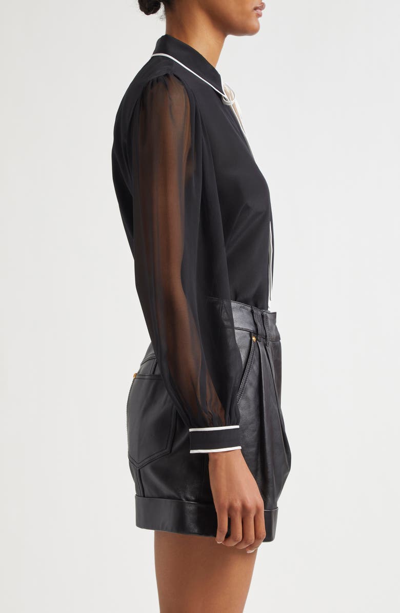 Alice + Olivia Roanne Tie Neck Silk Shirt, Alternate, color,