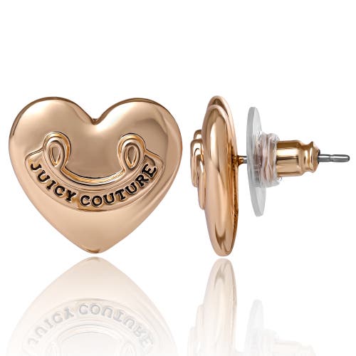 Juicy Couture Heart Stud Earrings With Iconic Logo In Gold