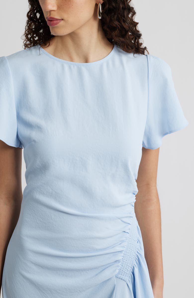 Nordstrom Split Sleeve Side Smocked Midi Dress, Alternate, color, Blue Floaty