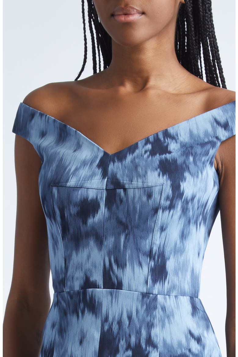 Floral Chiné Stretch Cady Sheath Dress, Alternate, color, LAKE MULTI
