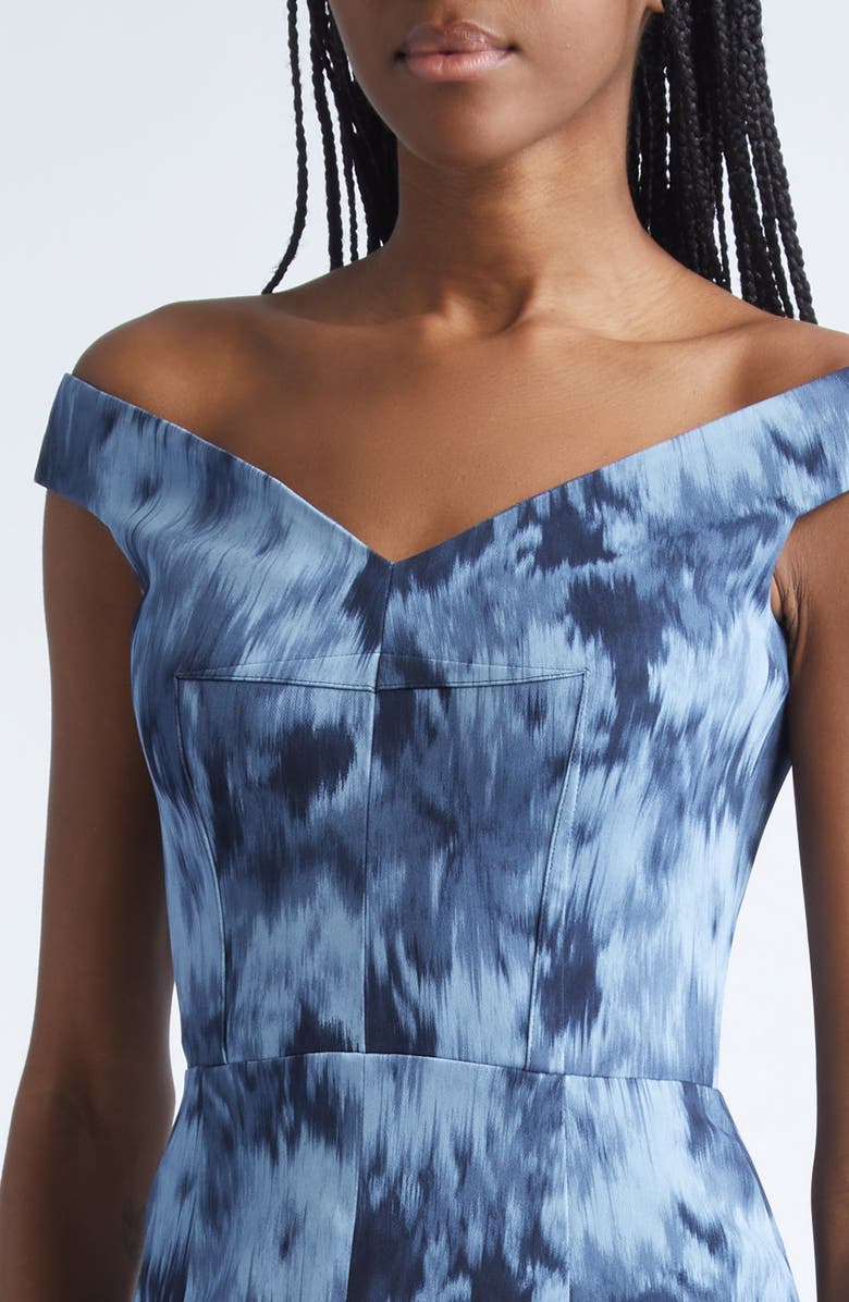 Michael Kors Collection Floral Chiné Stretch Cady Sheath Dress, Alternate, color, Lake Multi