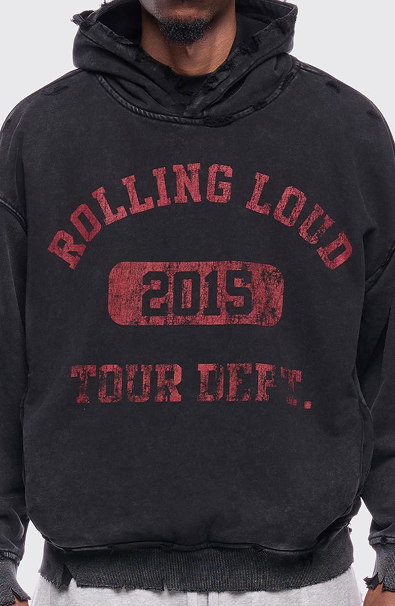 Rolling Loud Tour Dept Cotton Graphic Hoodie, Alternate, color, Washed Black