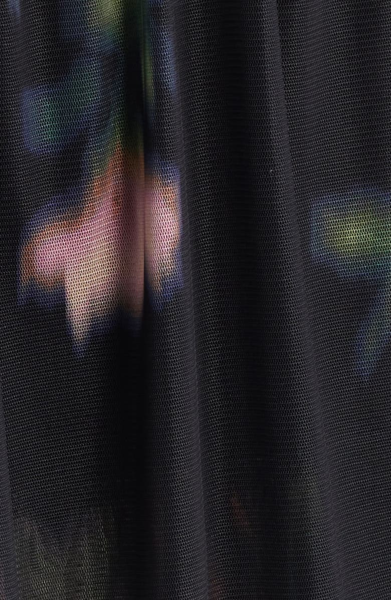 Anne Klein Tiered Ruffle Floral Print Long Sleeve Dress, Alternate, color, Blurred Floating Flora