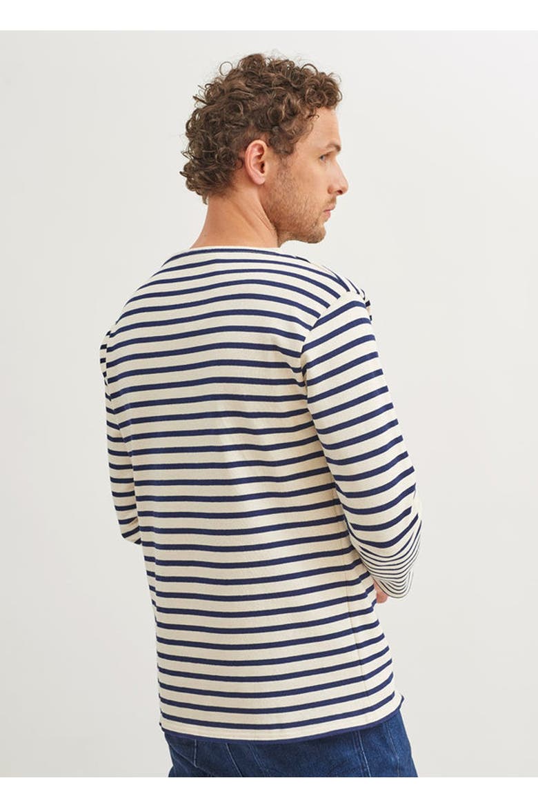 GUILDO - Boat Neck Heavyweight Breton Stripe Shirt, Alternate, color, ecru/navy