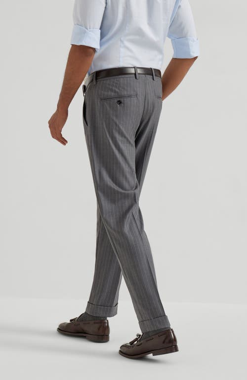 Brunello Cucinelli Chalk Stripe Trousers In Gray