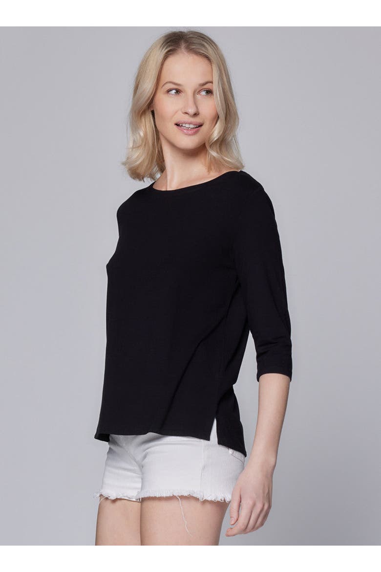 Soft Touch Semi Relaxed 3/4 Sleeve Boatneck, Alternate, color, NOIR