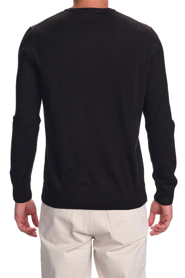 Featherweight Merino Wool V-Neck Sweater, Alternate, color, BLACK