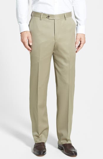 Berle Flat Front Classic Fit Wool Gabardine Dress Pants