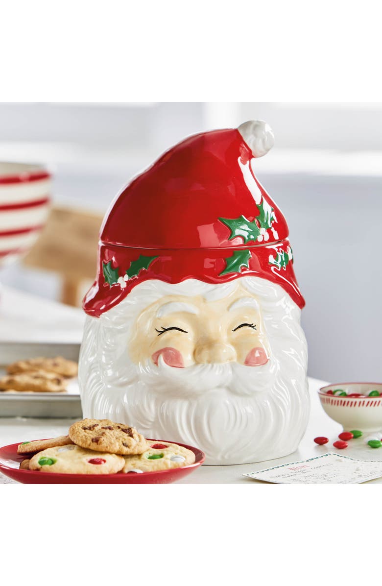 tag Vintage Santa Cookie Jar Decorative Christmas Kitchen Canister, Alternate, color, Red