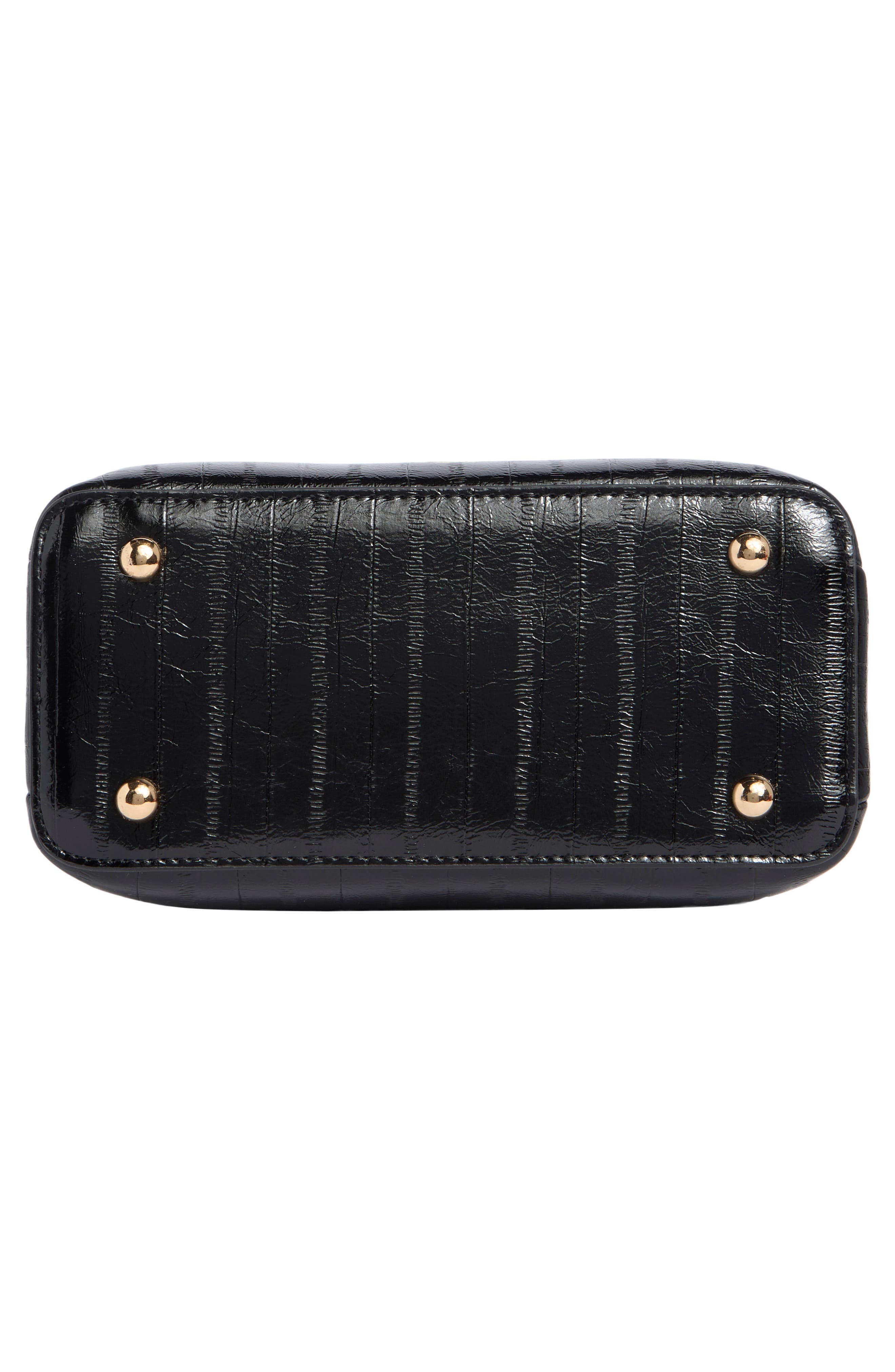 Dinky Dorrie Faux Leather Satchel, Alternate, color, BLACK