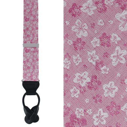 Hanami Cherry Blossom Burst Linen Blend Novelty Button End Suspenders (Braces)