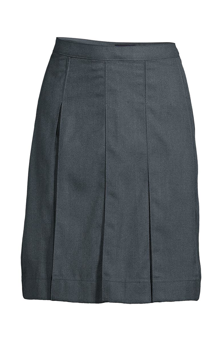 Lands' End School Uniform Solid Box Pleat Skirt Above Knee, Alternate, color, Haze Gray