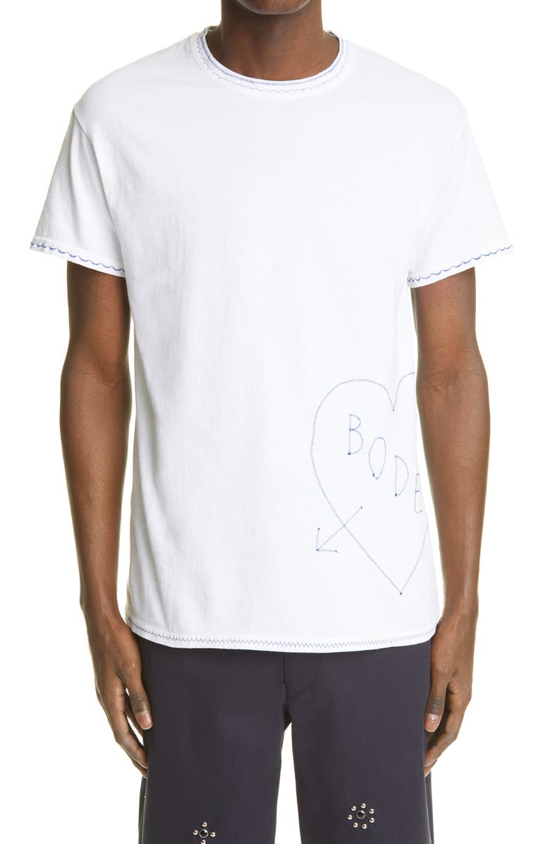 Bode x Marcus Paul Embroidered Sweetheart T-Shirt, Main, color, 