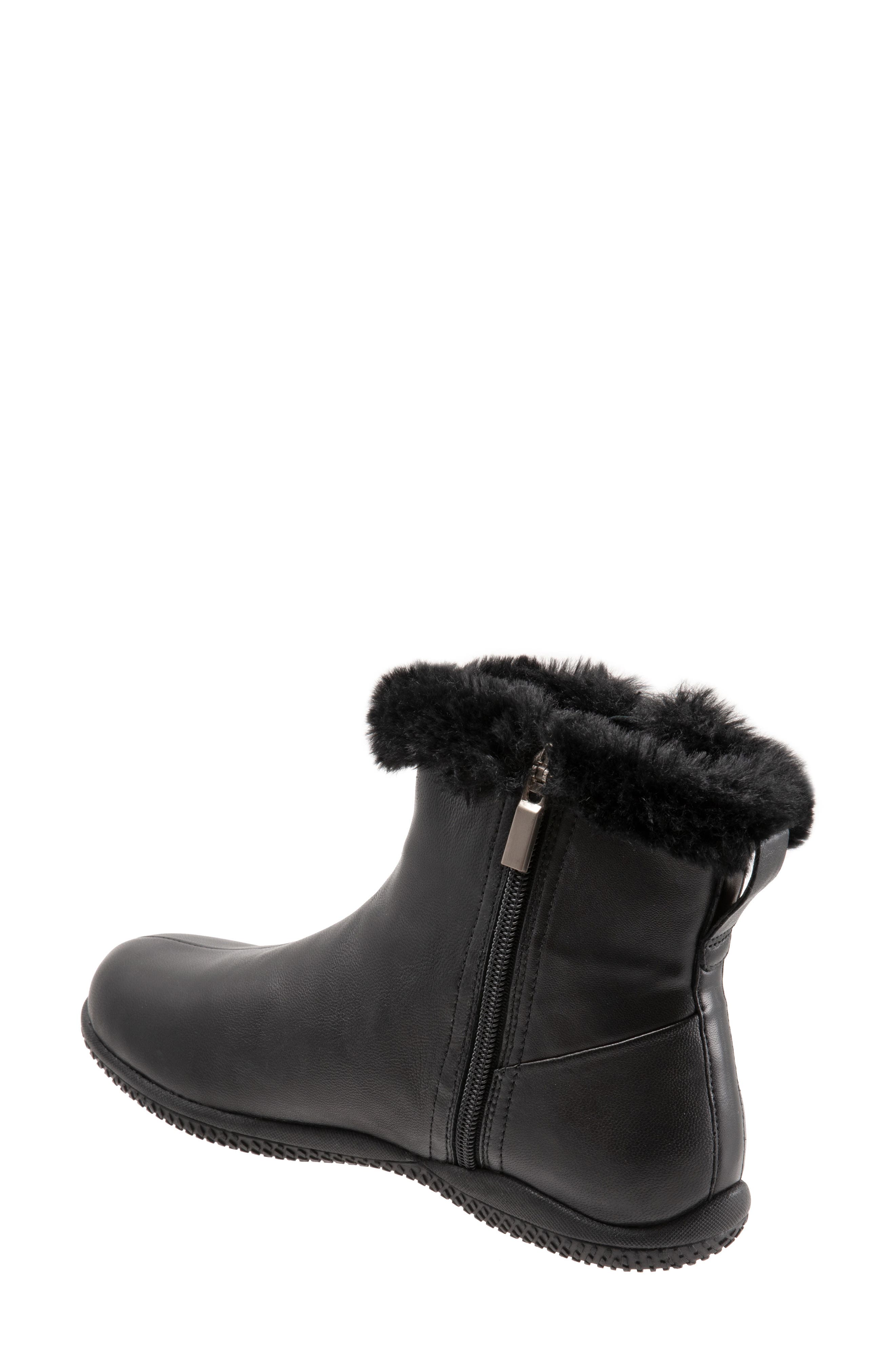 SoftWalk<sup>®</sup> Helena Faux Fur Bootie, Alternate, color, Black Leather