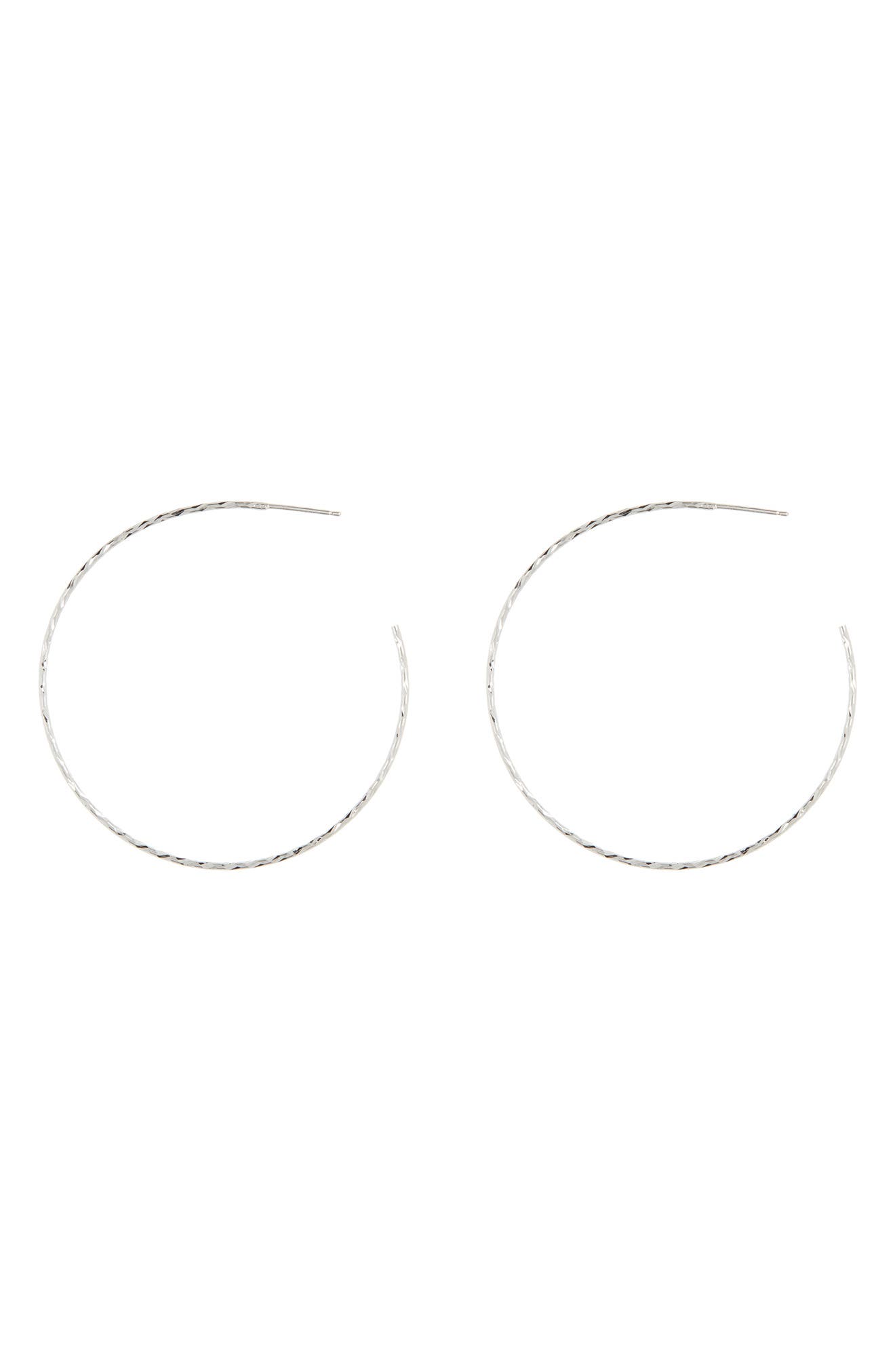 Sterling Forever Sterling Silver Hammered 2.25" Hoop Earrings