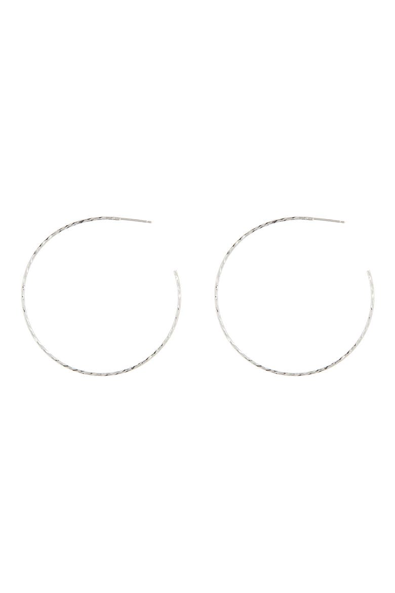 Sterling Silver Hammered 2.25" Hoop Earrings, Alternate, color, SILVER