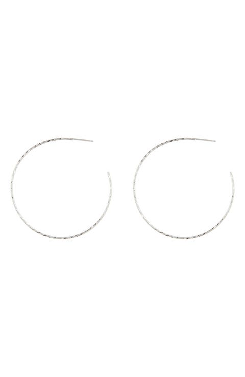 Sterling Silver Hammered 2.25" Hoop Earrings