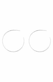 Sterling Forever Sterling Silver Hammered 2.25" Hoop Earrings