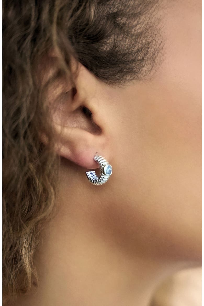 Contemporary Textured Small Hoop Earrings, Alternate, color, SILVER