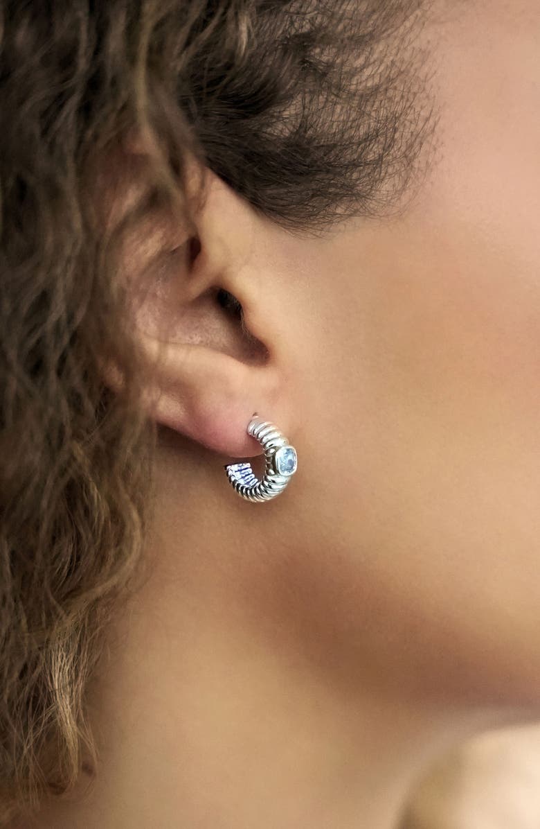 Ettika Contemporary Textured Small Hoop Earrings, Alternate, color, Silver