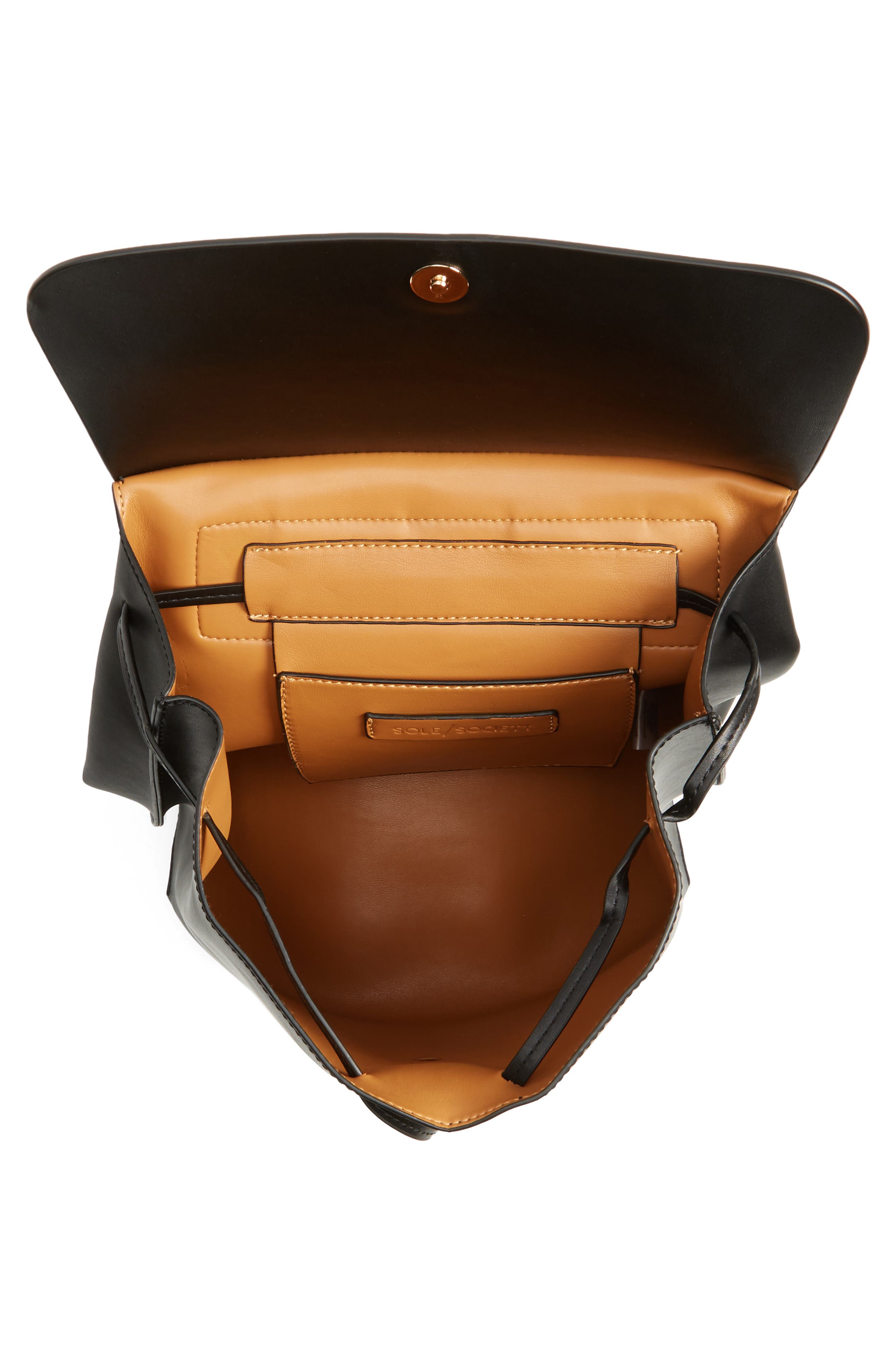 Selena Faux Leather Backpack, Alternate, color, BLACK/ TAN