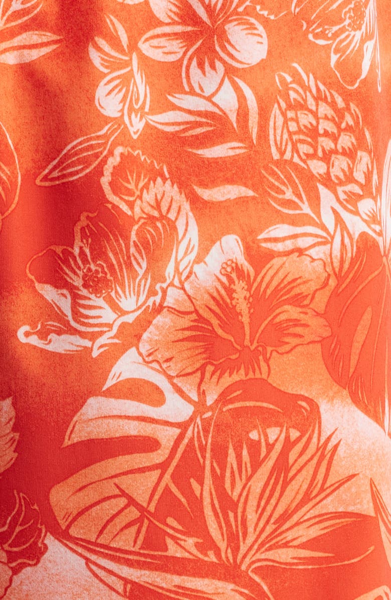 Tommy Bahama Naples Ocean Escape Floral Performance Swim Trunks, Alternate, color, Orange Candy