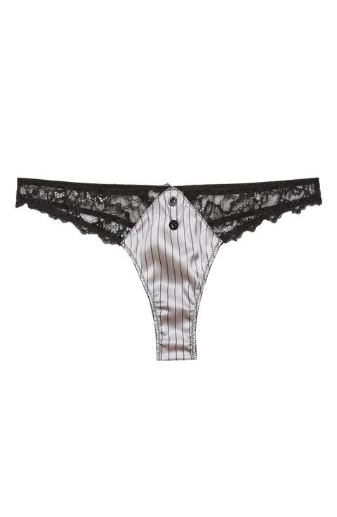 Executive Lace Trim Stretch Silk Thong