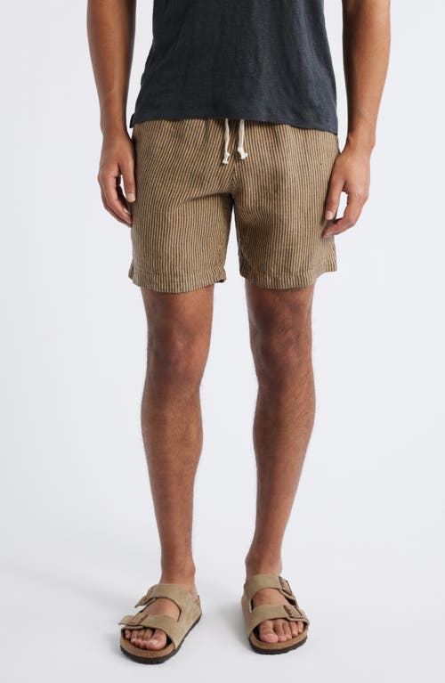 Alex Crane Bo Linen Drawstring Shorts In Overdye Chai