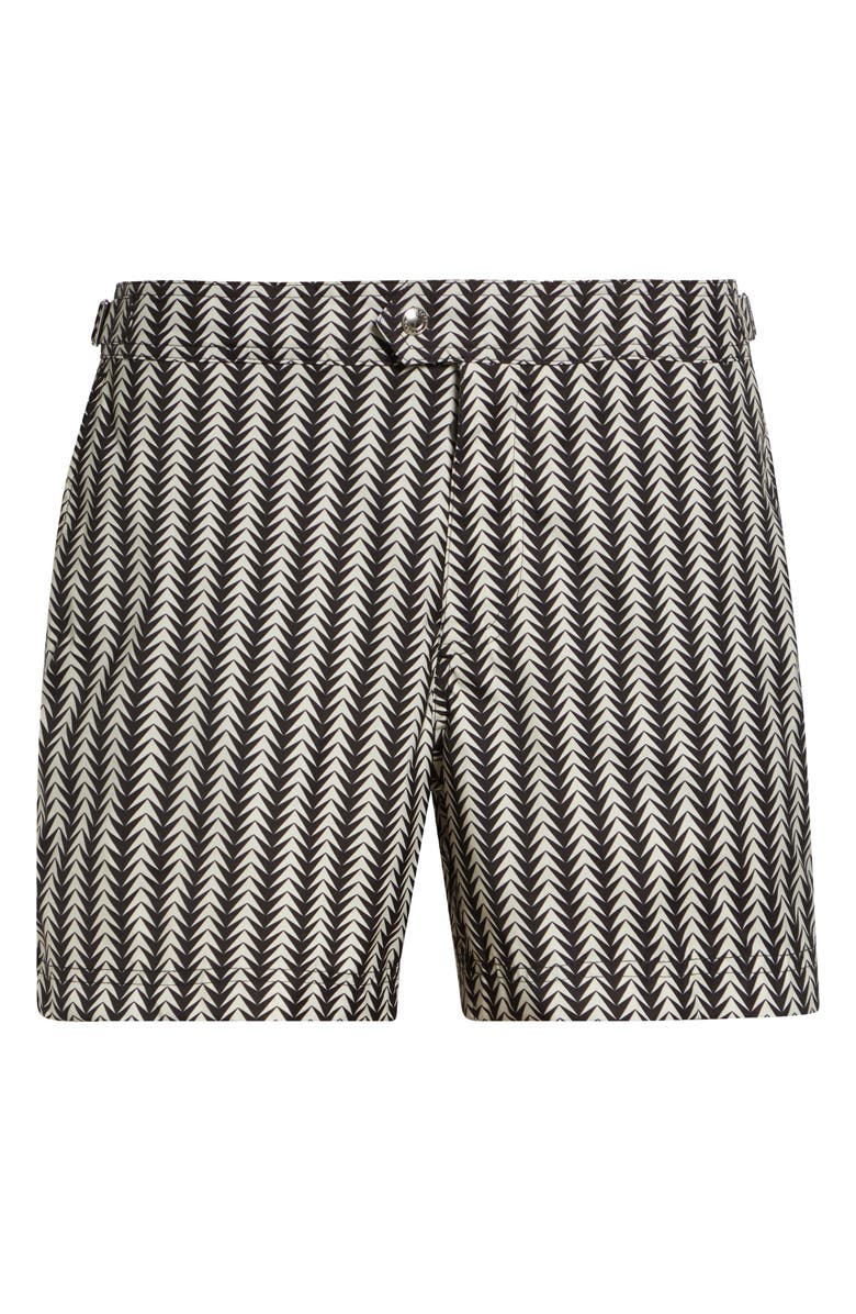 TOM FORD Geometric Print Compact Swim Trunks, Main, color, White/ Black