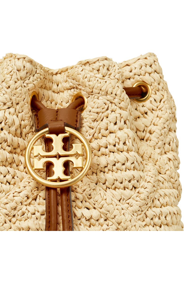 Tory Burch Fleming Soft Straw Crochet Mini Bucket Bag, Alternate, color,