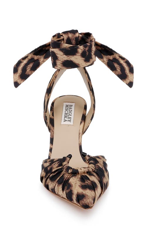 Badgley Mischka Collection Vania Ankle Wrap Pointed Toe Pump In Animal Print