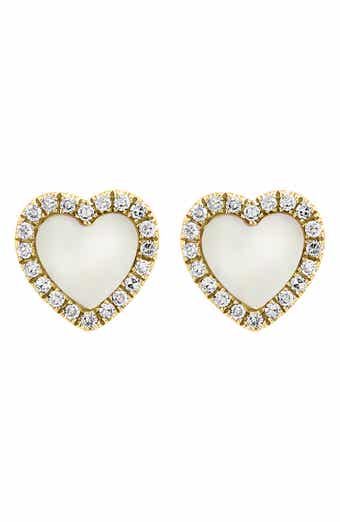 Diamond Halo Mother of Pearl Stud Earrings - 0.19 ctw