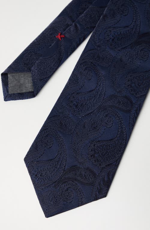 Brunello Cucinelli Silk Tie With Pattern In Blue