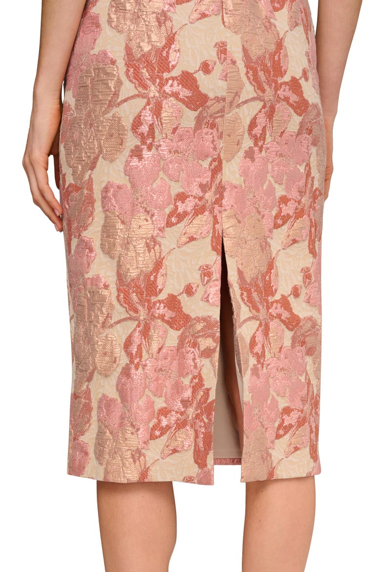 Stretch Jacquard Midi Cocktail Dress, Alternate, color, PINK MULTI