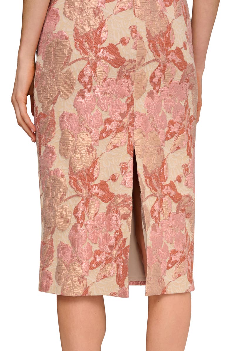 Aidan Mattox by Adrianna Papell Stretch Jacquard Midi Cocktail Dress, Alternate, color, Pink Multi