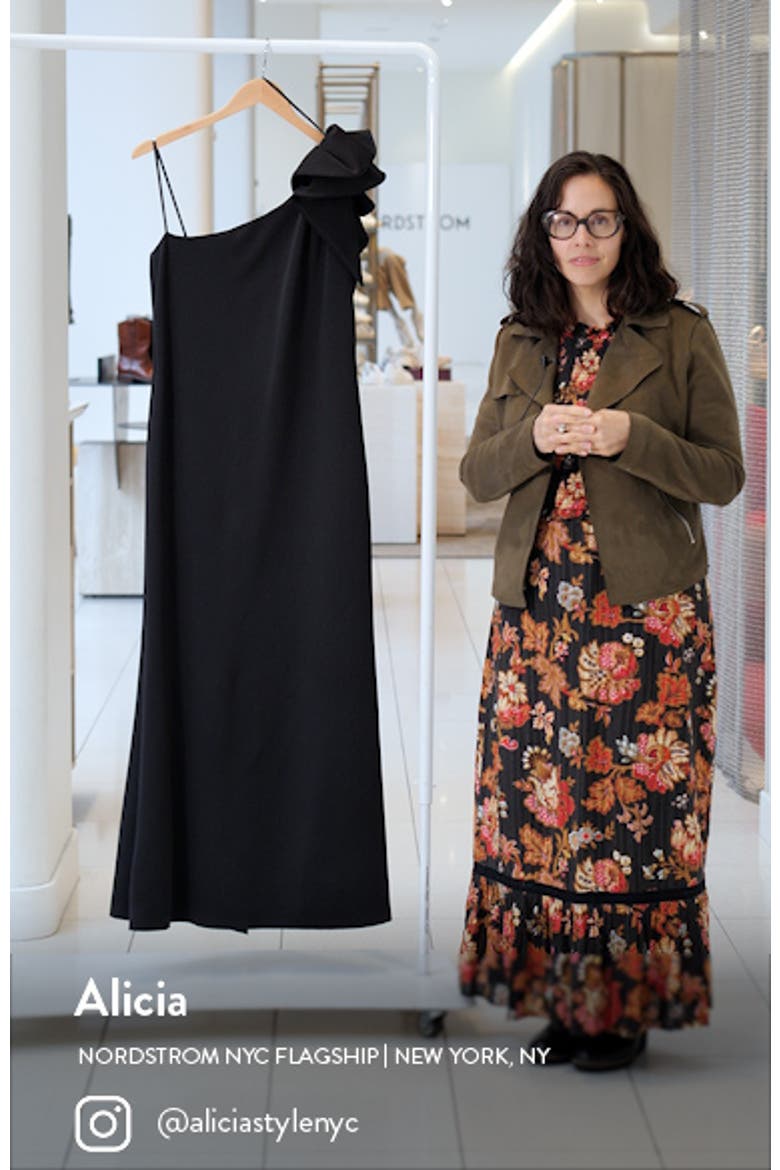 Ruffle One-Shoulder Scuba Knit Gown video