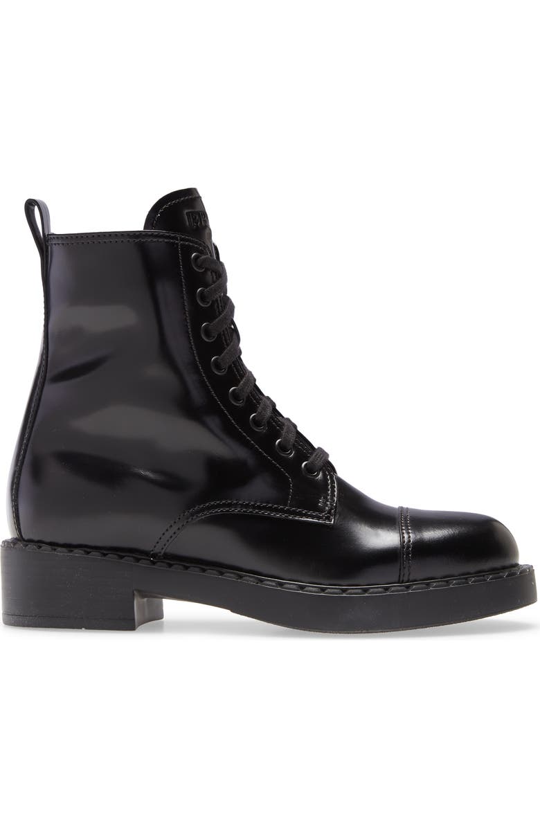 Prada Chocolate Combat Boot, Alternate, color,